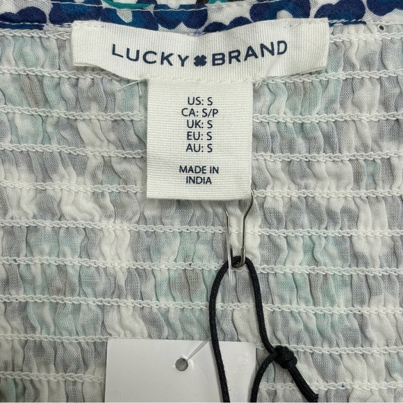 NEW Lucky Brand Ruffle Tiered Maxi Dress Floral Geo Print Cotton Size S Boho - Picture 10 of 14